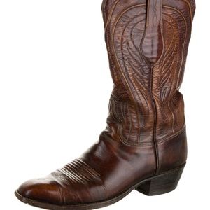 LUCCHESE Leather embroidered accent western boots